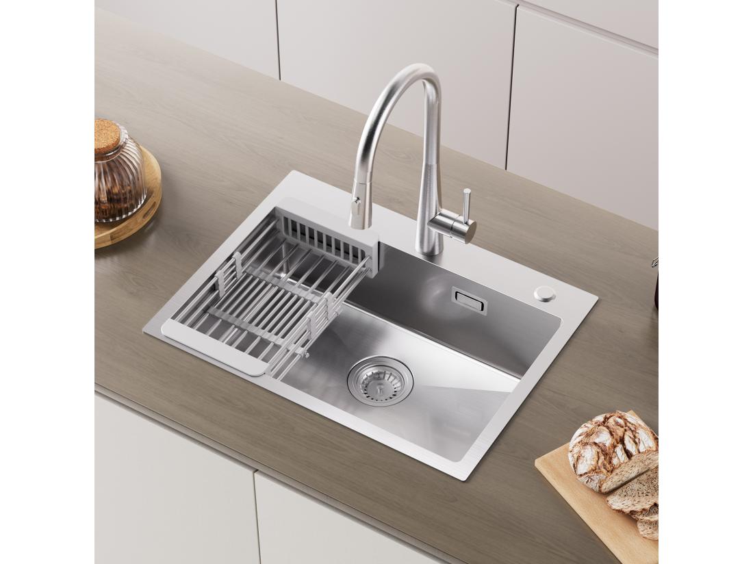 vente unique Cecipa MAX Évier Cuisine 1 Bac 60×45×18CM Évier Cuisine Acier Inoxydable 304 Brossé avec Panier de Drainage