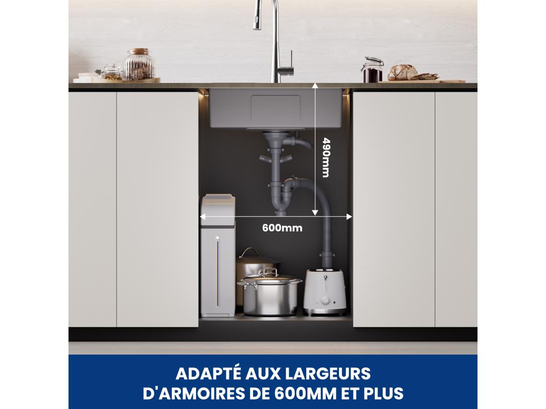 Vente Unique Cecipa Max Évier Cuisine 1 Bac 60×45×18CM Évier Inox Brossé Avec Panier De Drainage + Mitigeur Avec Douchette Extractible - 2 Modes De Sortie D'eau