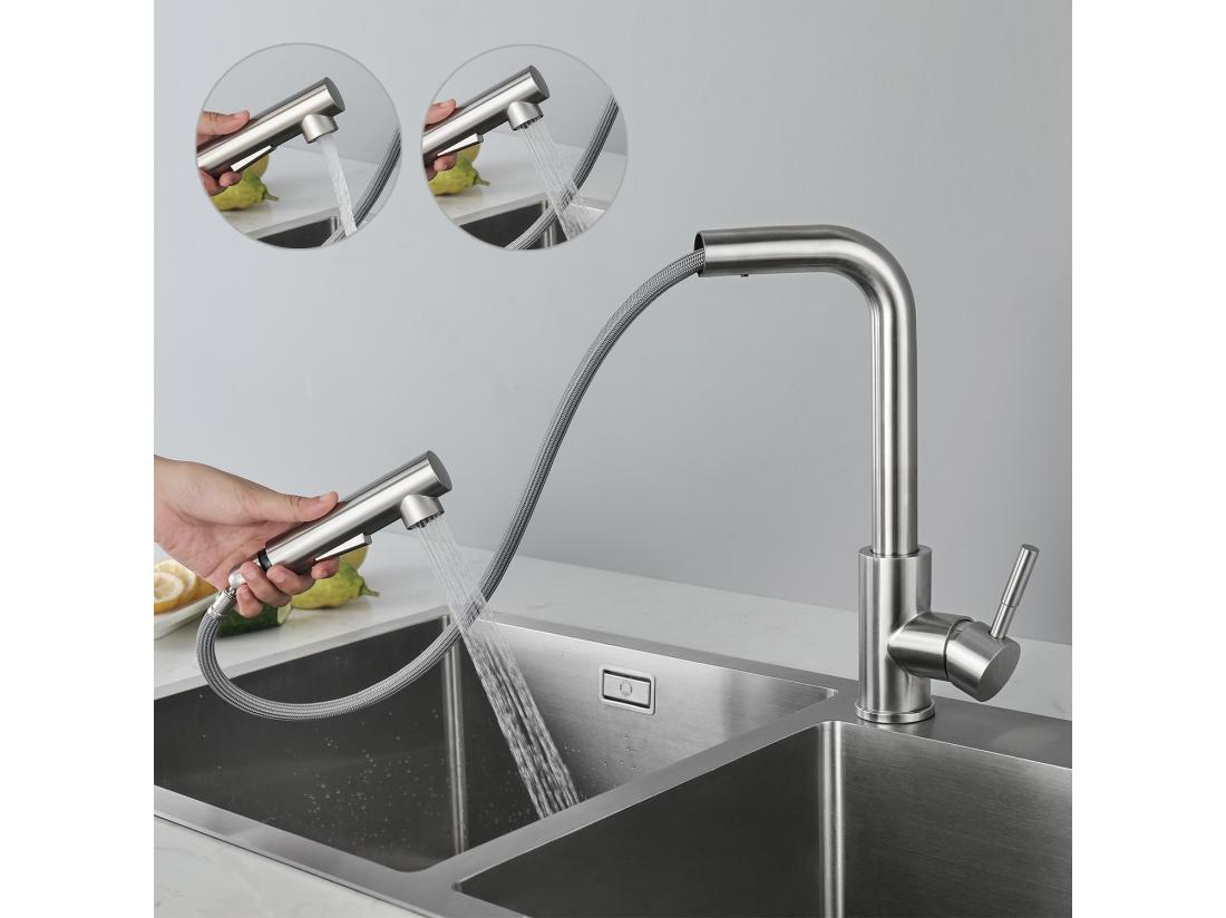 Vente Unique Cecipa Max Mitigeur Cuisine Avec Douchette Extractible Robinet Cuisine Avec 2 Jets Aux Choix Robinetterie En Acier Brossé Haute Qualité EU Modèle