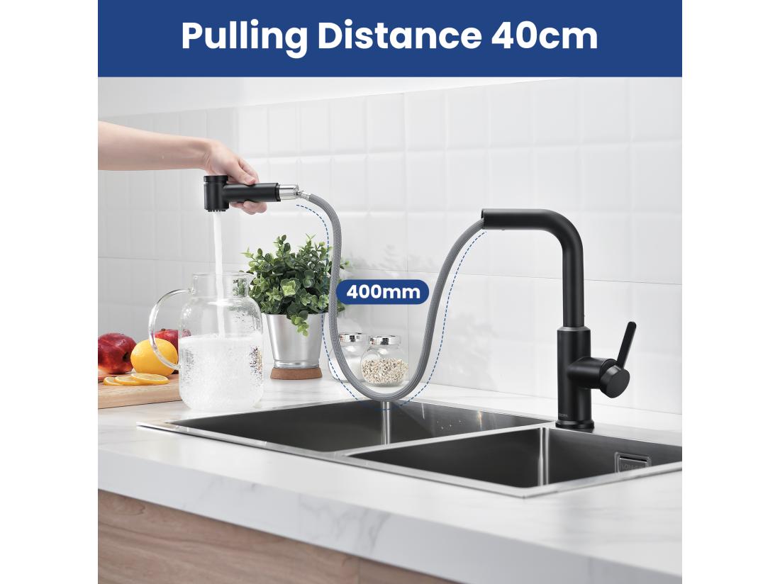 Vente Unique Cecipa Max Mitigeur De Cuisine Extractible Robinet Avec 40 CM Douchette Extractible Mitigeur Cuisine à 2 Jets Eau Froide Et Chaude Noir EU Modèle