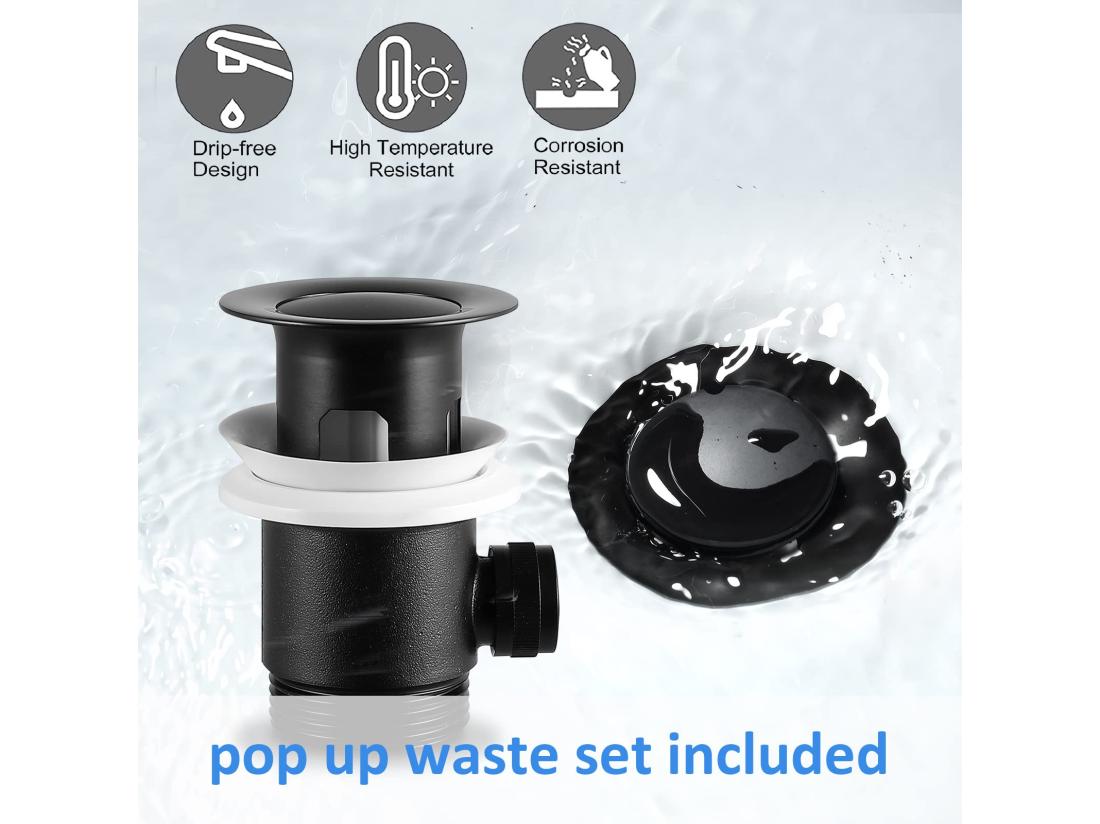 Vente Unique Cecipa Max Mitigeur De Lavabo Robinet Salle De Bain à Tirette Mitigeur Lavabo Vasque Noir EU Modèle