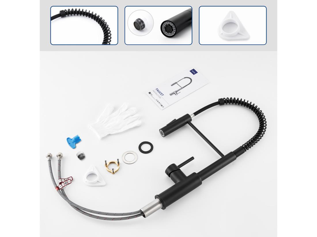 Vente Unique Cecipa Max Noir Mitigeur De Cuisine à Ressort Avec Douchette Extensible Robinet De Evier Rotatif à 360° Mitigeur Ressort Avec 2 Fonctions EU Modèle