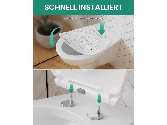 Vente Unique CECIPA MAX Siège De Toilette En Forme De O - Abattant WC Frein De Chute - Couvercle De Toilette Pour Salle De Bain Siège De Toilette - Blanc