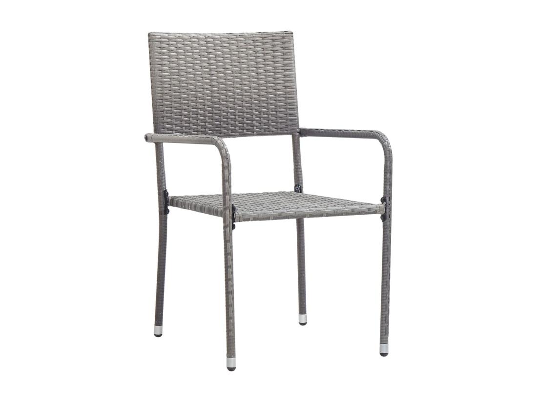 Vente Unique Chaise à Dîner De Jardin Empilable Lot De 2 Gris Résine Tressée