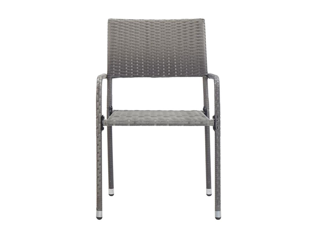 Vente Unique Chaise à Dîner De Jardin Empilable Lot De 2 Gris Résine Tressée