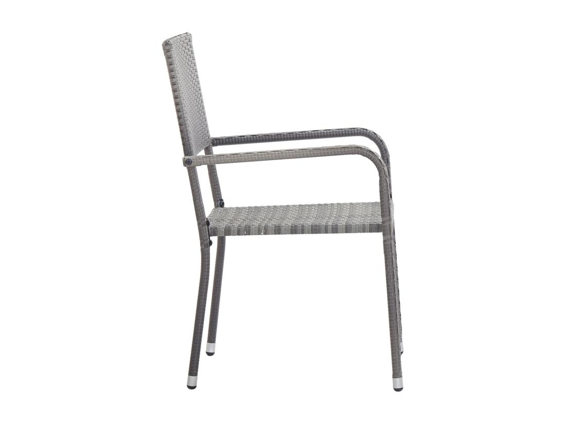 Vente Unique Chaise à Dîner De Jardin Empilable Lot De 2 Gris Résine Tressée