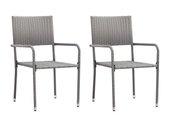 vente unique Chaise à dîner de jardin empilable lot de 2 gris résine tressée