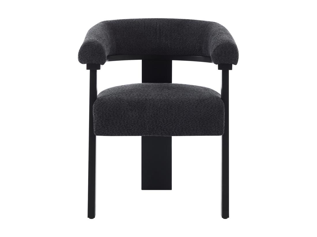 Vente Unique Chaise Avec Accoudoirs En Tissu Bouclette Et Bois D'hévéa - Noir - LIVELIA De Pascal MORABITO