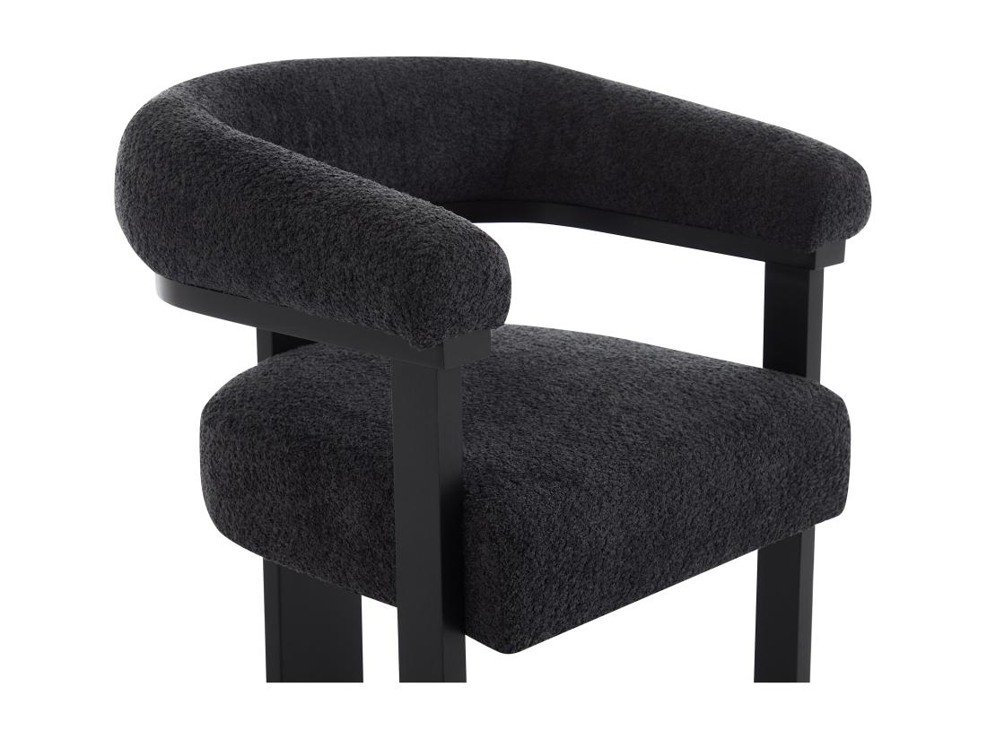 Vente Unique Chaise Avec Accoudoirs En Tissu Bouclette Et Bois D'hévéa - Noir - LIVELIA De Pascal MORABITO
