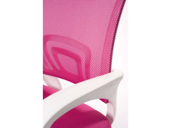 Vente Unique Chaise Bureau Pivotante Hauteur Réglable Accoudoir Renfort Lombaire Roulettes FLAG-E (Rose Blanc)