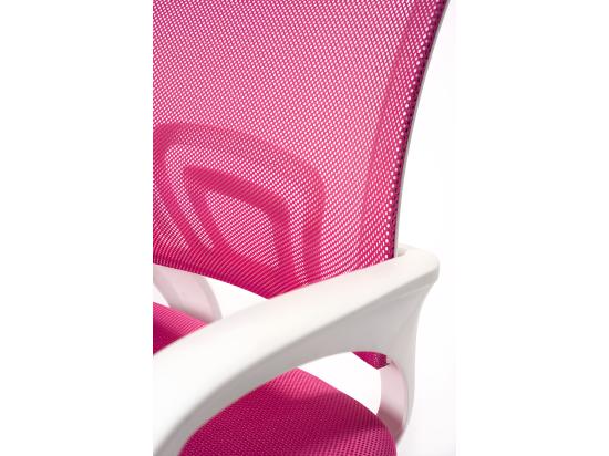 Vente Unique Chaise Bureau Pivotante Hauteur Réglable Accoudoir Renfort Lombaire Roulettes FLAG-E (Rose Blanc)
