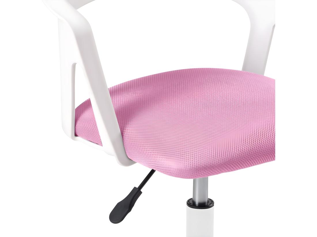 Vente Unique Chaise Bureau Roulettes Accoudoir Assise Rembourée Hauteur Réglable Pivotant AYA (blanc Rose)