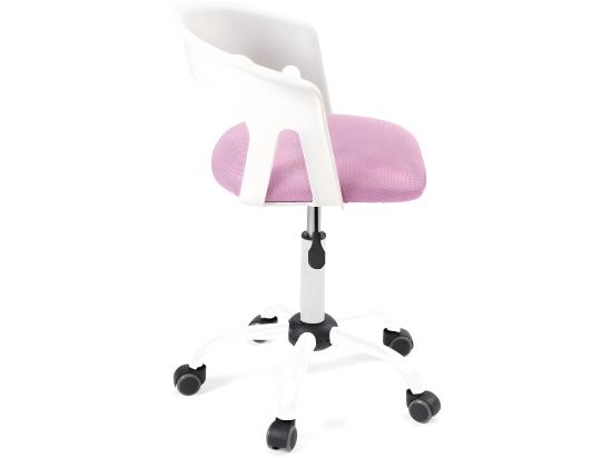 Vente Unique Chaise Bureau Roulettes Accoudoir Assise Rembourée Hauteur Réglable Pivotant AYA (blanc Rose)
