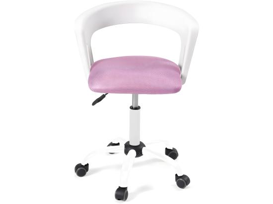 Vente Unique Chaise Bureau Roulettes Accoudoir Assise Rembourée Hauteur Réglable Pivotant AYA (blanc Rose)