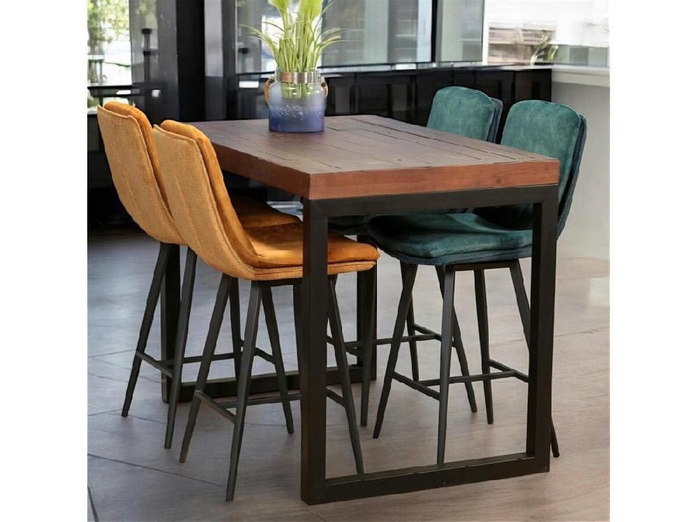 Vente Unique Chaise De Bar En Velours Doré à Double Coussinage (lot De 2) OKA