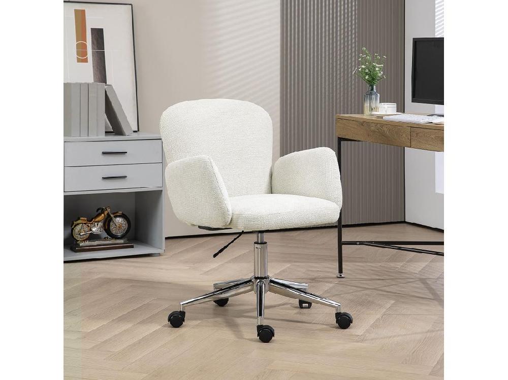 Vente Unique Chaise De Bureau Design Ergonomique Réglable Pivotante Piètement Chromé Aspect Lin écru