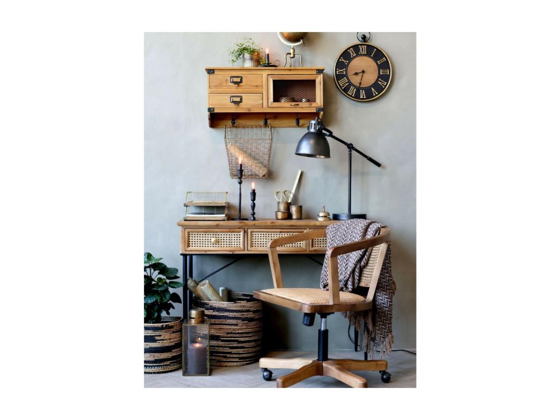 Vente Unique Chaise De Bureau En Bois De Bouleau Et Rotin 60 X 60 X 80 Cm