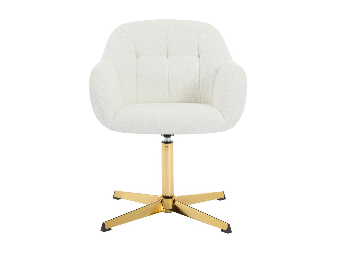 Vente Unique Chaise De Bureau En Tissu Bouclette - Blanc Et Doré - LANCIEGA De Pascal Morabito