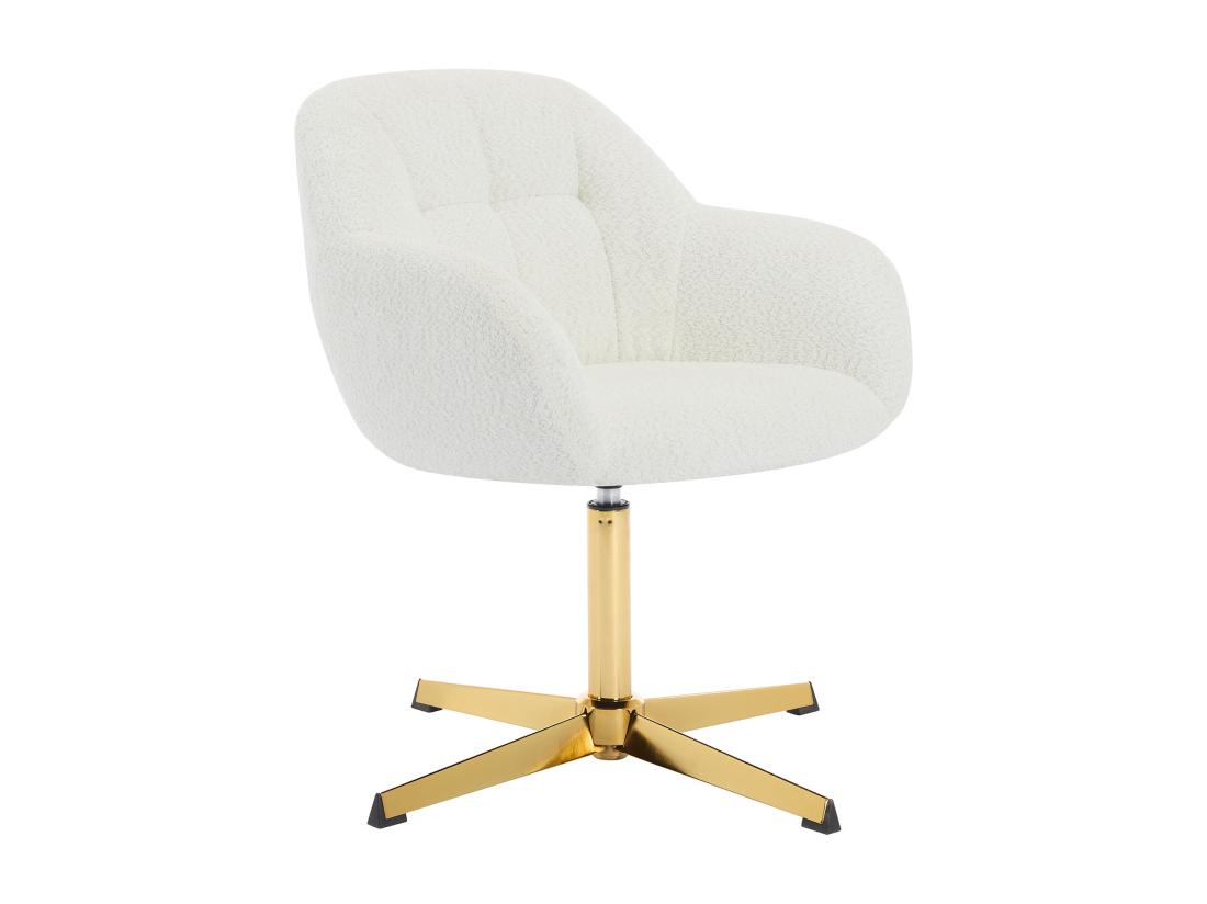 Vente Unique Chaise De Bureau En Tissu Bouclette - Blanc Et Doré - LANCIEGA De Pascal Morabito