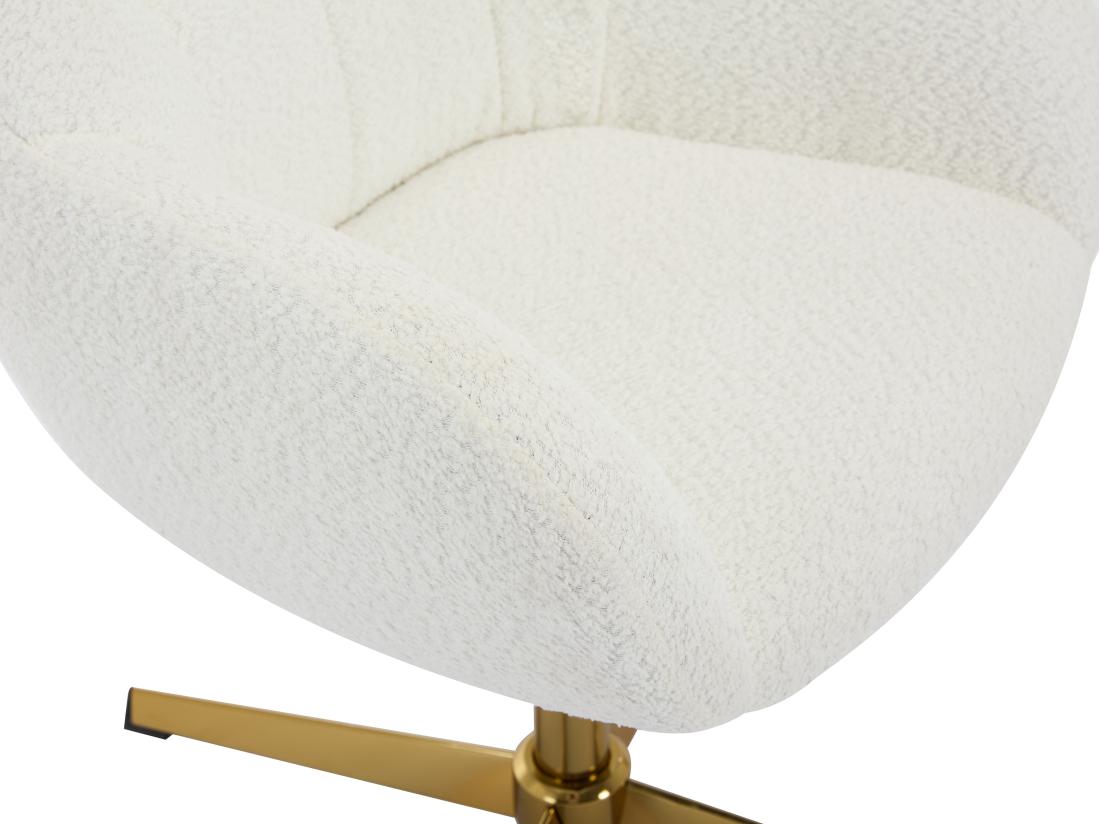 Vente Unique Chaise De Bureau En Tissu Bouclette - Blanc Et Doré - LANCIEGA De Pascal Morabito