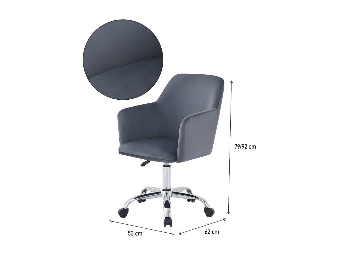 Vente Unique Chaise De Bureau En Velours Ajustable "Ophélie" - Gris