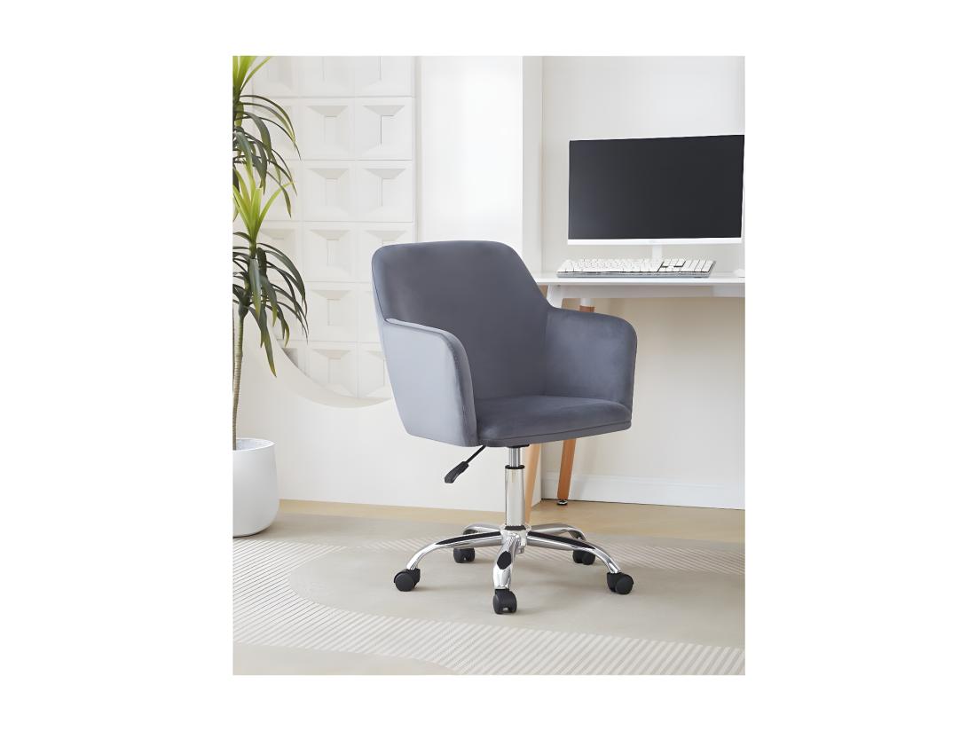 Vente Unique Chaise De Bureau En Velours Ajustable "Ophélie" - Gris