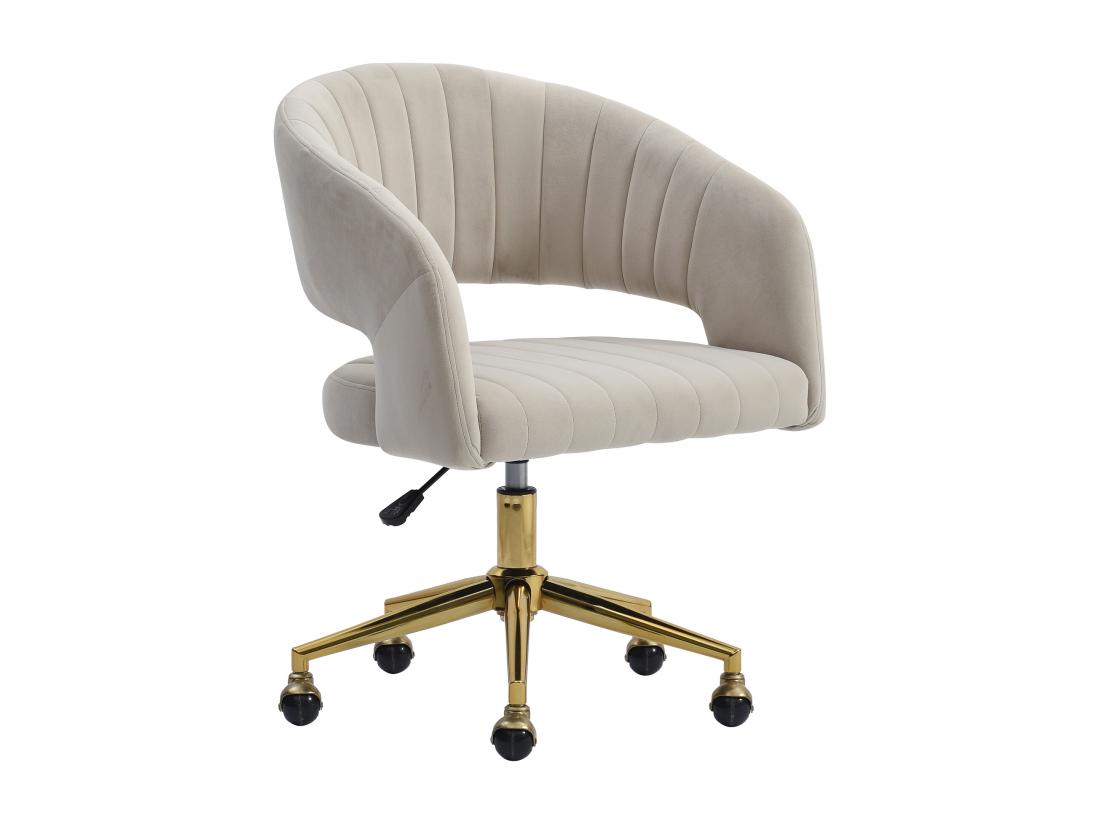 Vente Unique Chaise De Bureau En Velours - Beige Et Doré - Hauteur Réglable - TIRIESI De Pascal Morabito