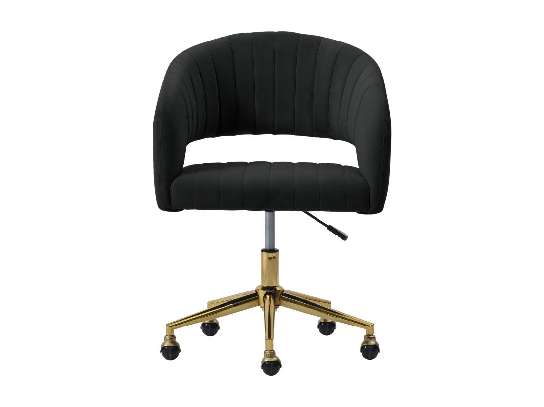 Vente Unique Chaise De Bureau En Velours - Noir Et Doré - Hauteur Réglable - TIRIESI De Pascal Morabito