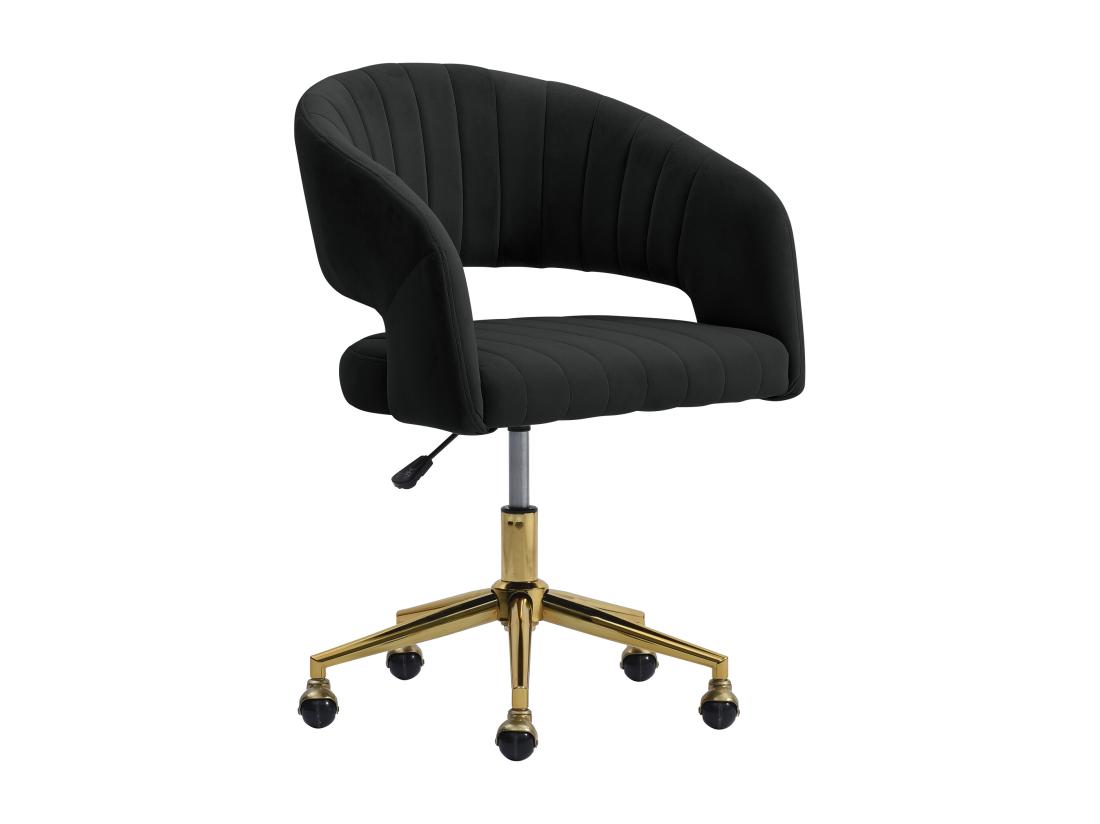 Vente Unique Chaise De Bureau En Velours - Noir Et Doré - Hauteur Réglable - TIRIESI De Pascal Morabito