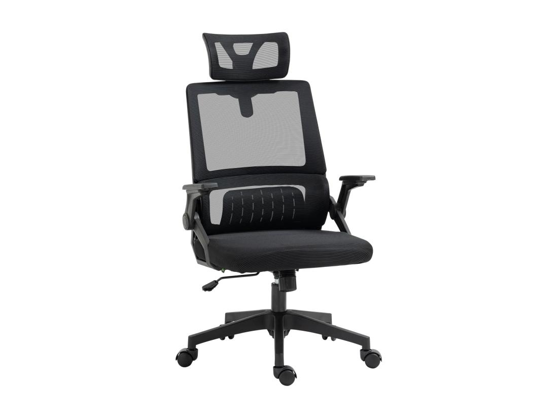 vente unique Chaise de bureau ergonomique réglable inclinable pivotante maille polyester noir