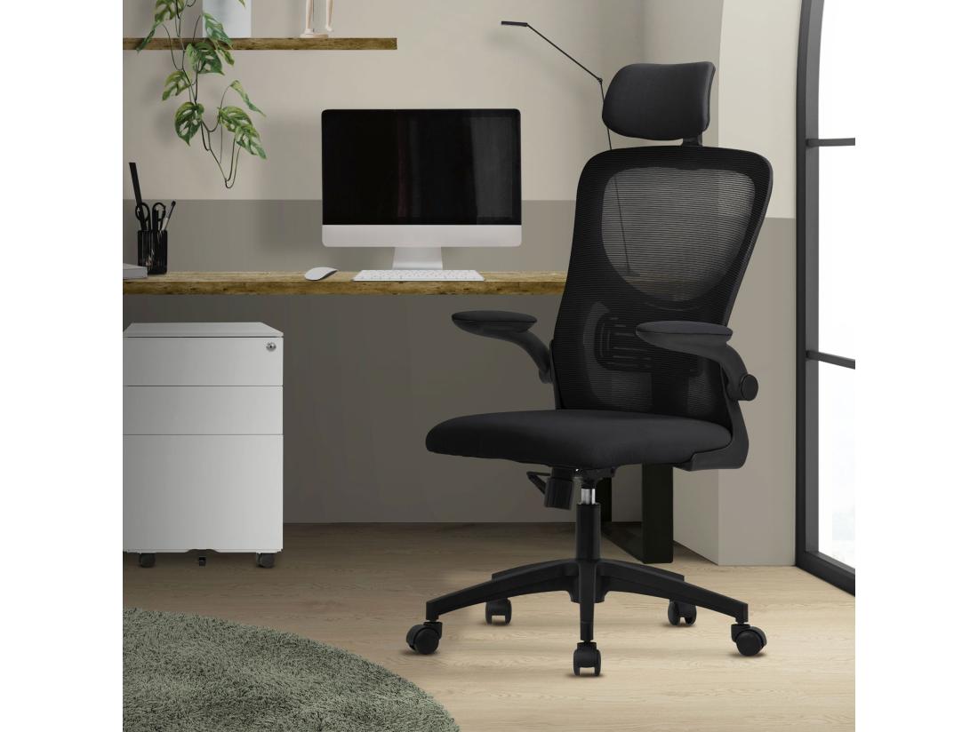 Vente Unique Chaise De Bureau Gaming Ergonomique Noir Pivotant En Maille Appui-tête Réglable
