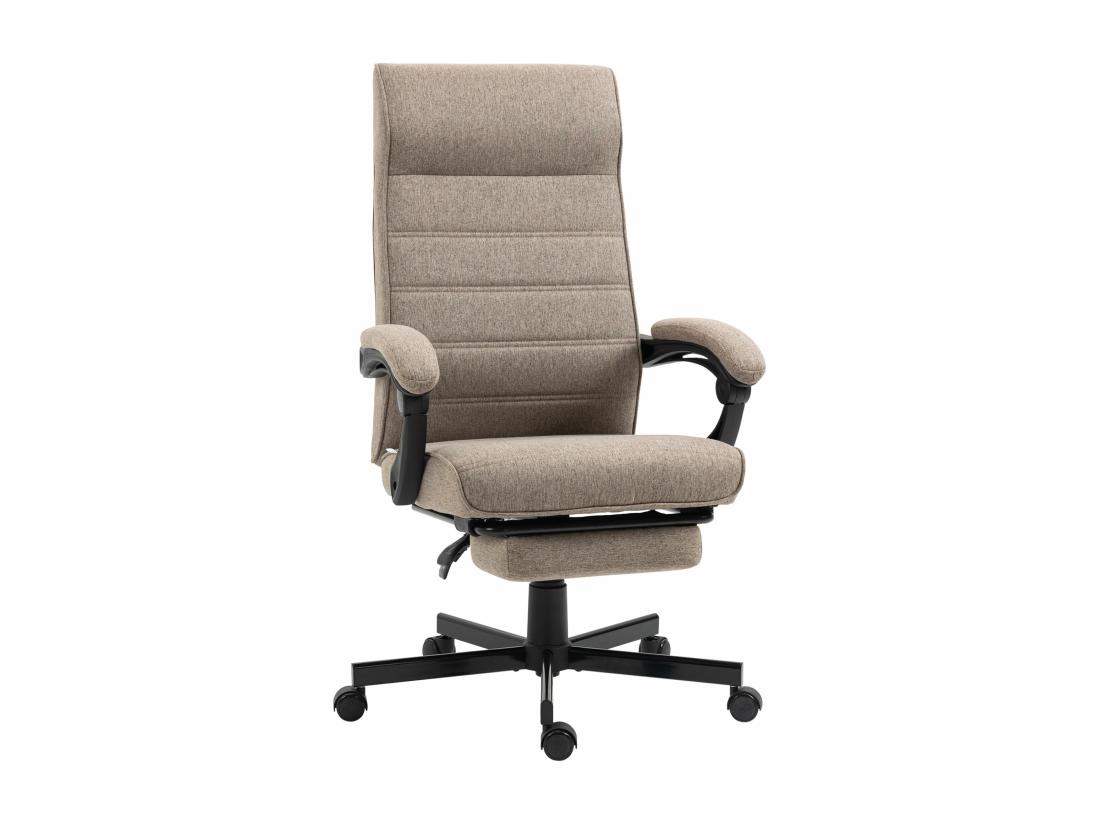 Vente Unique Chaise De Bureau Manager Ergonomique Inclinable Réglable Repose-pied Rétractable Tissu Marron