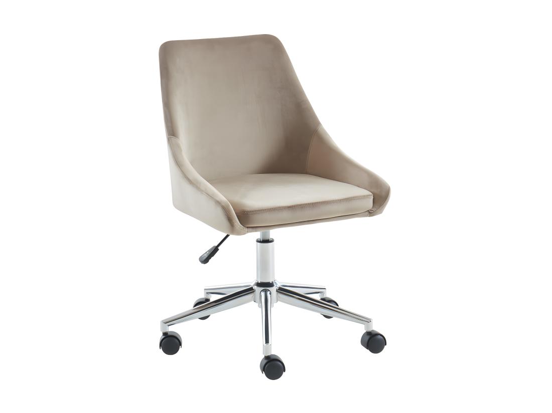 Vente Unique Chaise De Bureau MASURIE - Velours - Beige - Hauteur Ajustable