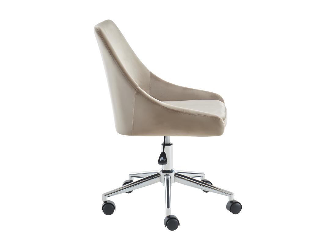 Vente Unique Chaise De Bureau MASURIE - Velours - Beige - Hauteur Ajustable