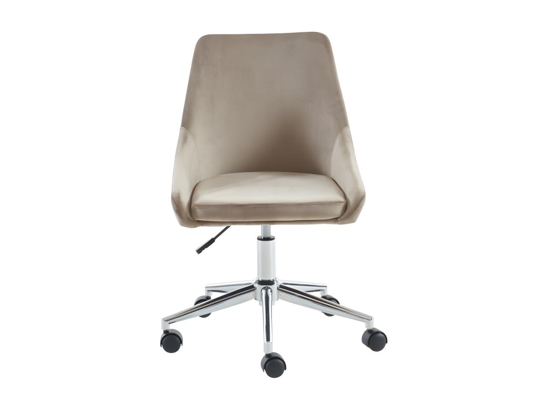 vente unique Chaise de bureau MASURIE - Velours - Beige - Hauteur ajustable