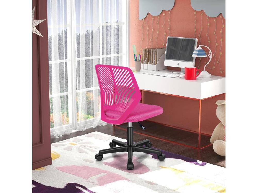 Vente Unique Chaise De Bureau Pivotante Enfants Avec Hauteur Réglable 77-89cm Siège à Roulettes Avec Dossier Ergonomique & Base à 5 Étoiles Charge 150kg Pour Enfant Adolescent Adulte (Rose)