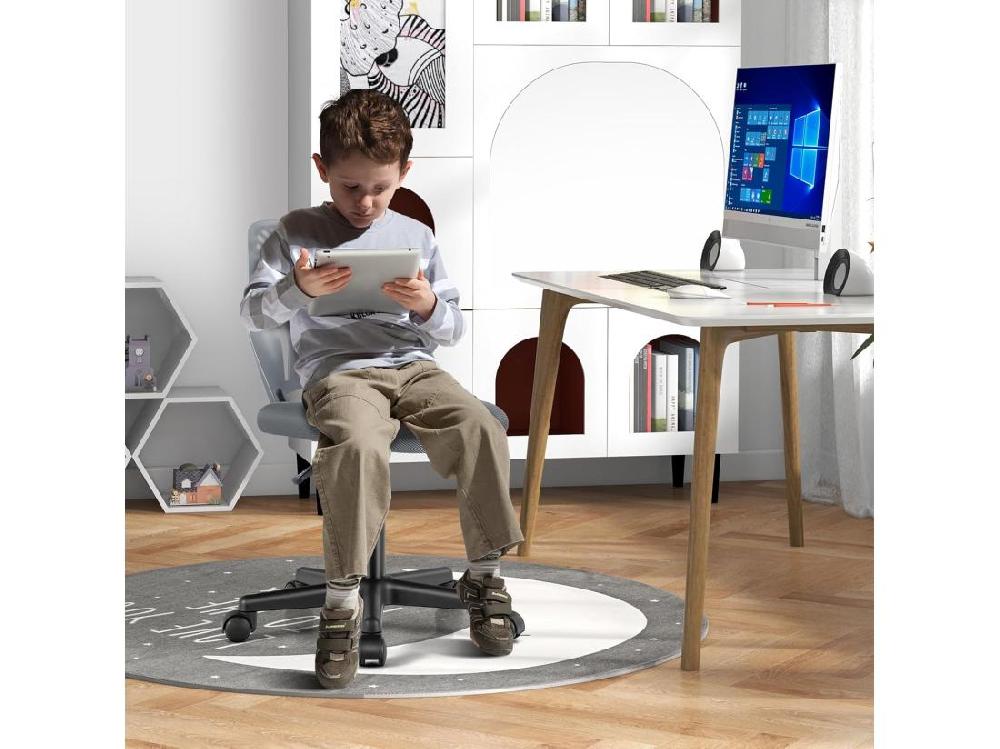 Vente Unique Chaise De Bureau Pivotante Enfants Avec Hauteur Réglable 77-89cm Siège à Roulettes Avec Dossier Ergonomique & Base à 5 Étoiles Charge 150kg Pour Enfant Adolescent Adulte(Gris)