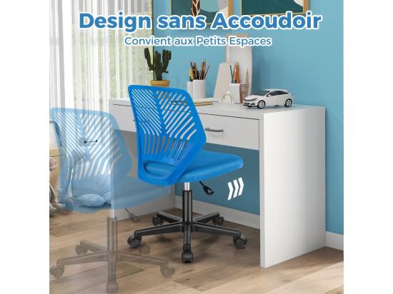 Vente Unique Chaise De Bureau Pivotante Enfants Avec Hauteur Réglable 77-89cm Siège à Roulettes Avec Dossier Ergonomique & Base à 5 Étoiles Charge 150kg (Bleu)