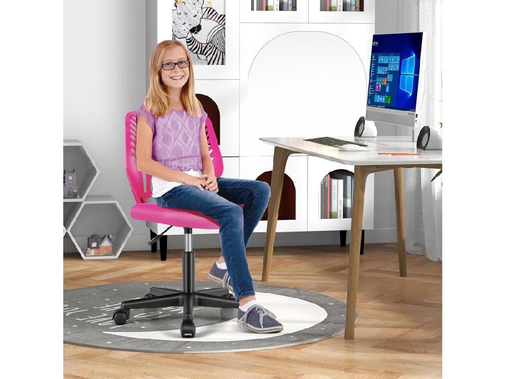 vente unique Chaise de Bureau Pivotante Enfants avec Hauteur Réglable 77-89cm Siège à roulettes avec Dossier Ergonomique & Base à 5 Étoiles Charge 150kg pour Enfant Adolescent Adulte (Rose)