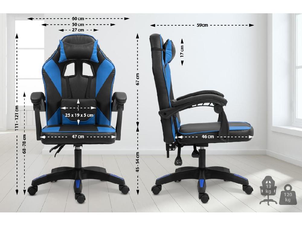 vente unique Chaise de bureau - Plastique & Plastique - Noir / Bleu - Orkney