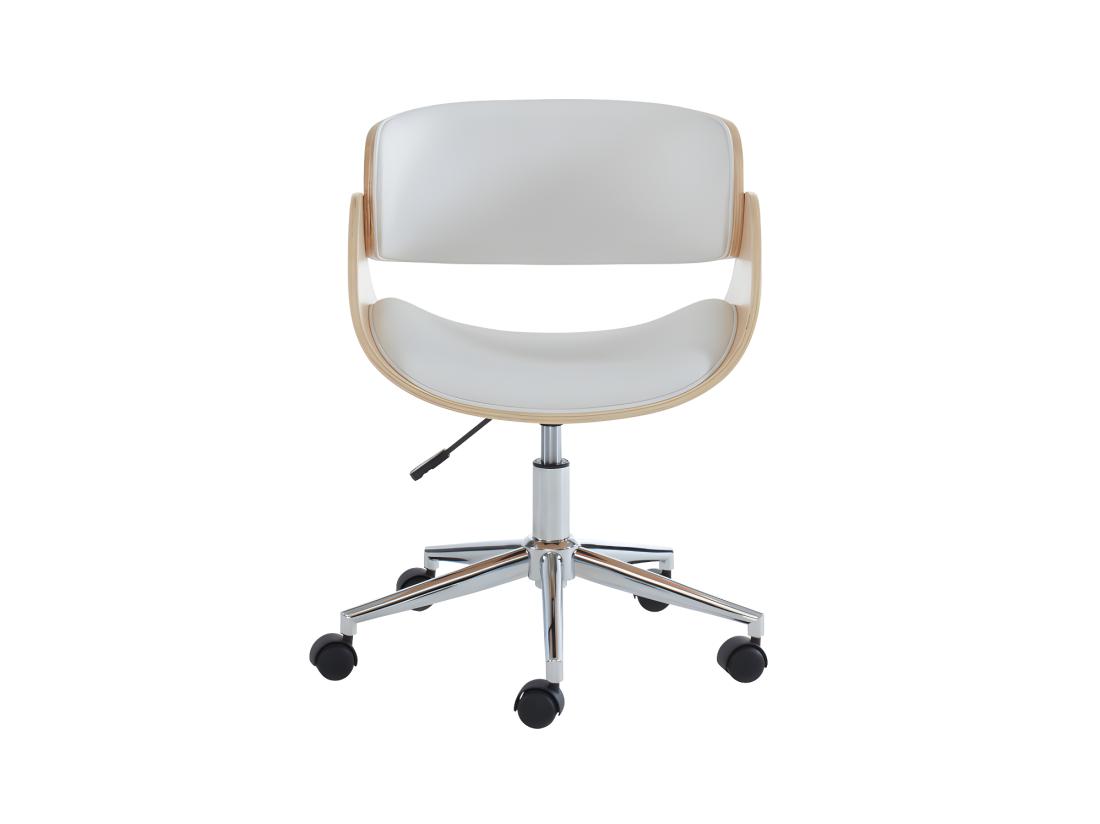 Vente Unique Chaise De Bureau - Simili Et Métal Chromé - Chêne Et Blanc - Hauteur Ajustable - JELSA