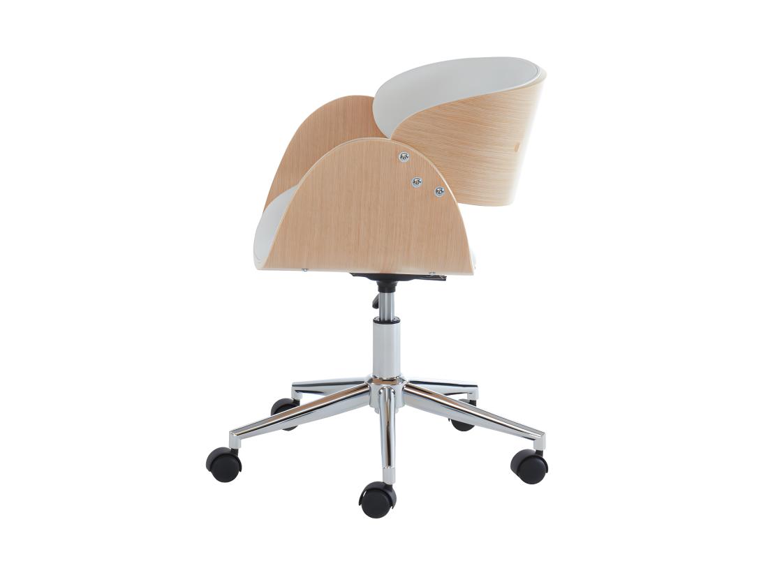Vente Unique Chaise De Bureau - Simili Et Métal Chromé - Chêne Et Blanc - Hauteur Ajustable - JELSA