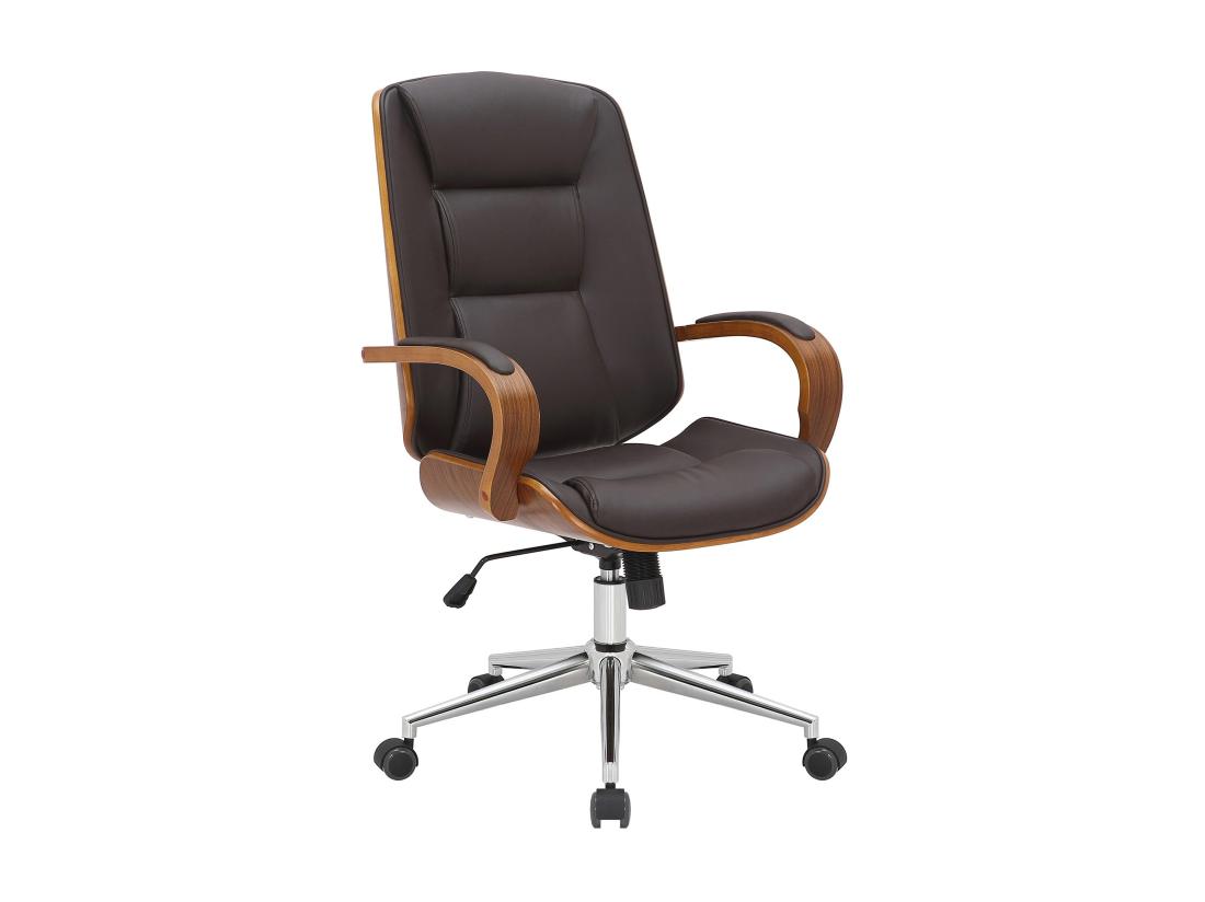 Vente Unique Chaise De Bureau - Similicuir & Antique Clair - Noyer / Marron - Yankton
