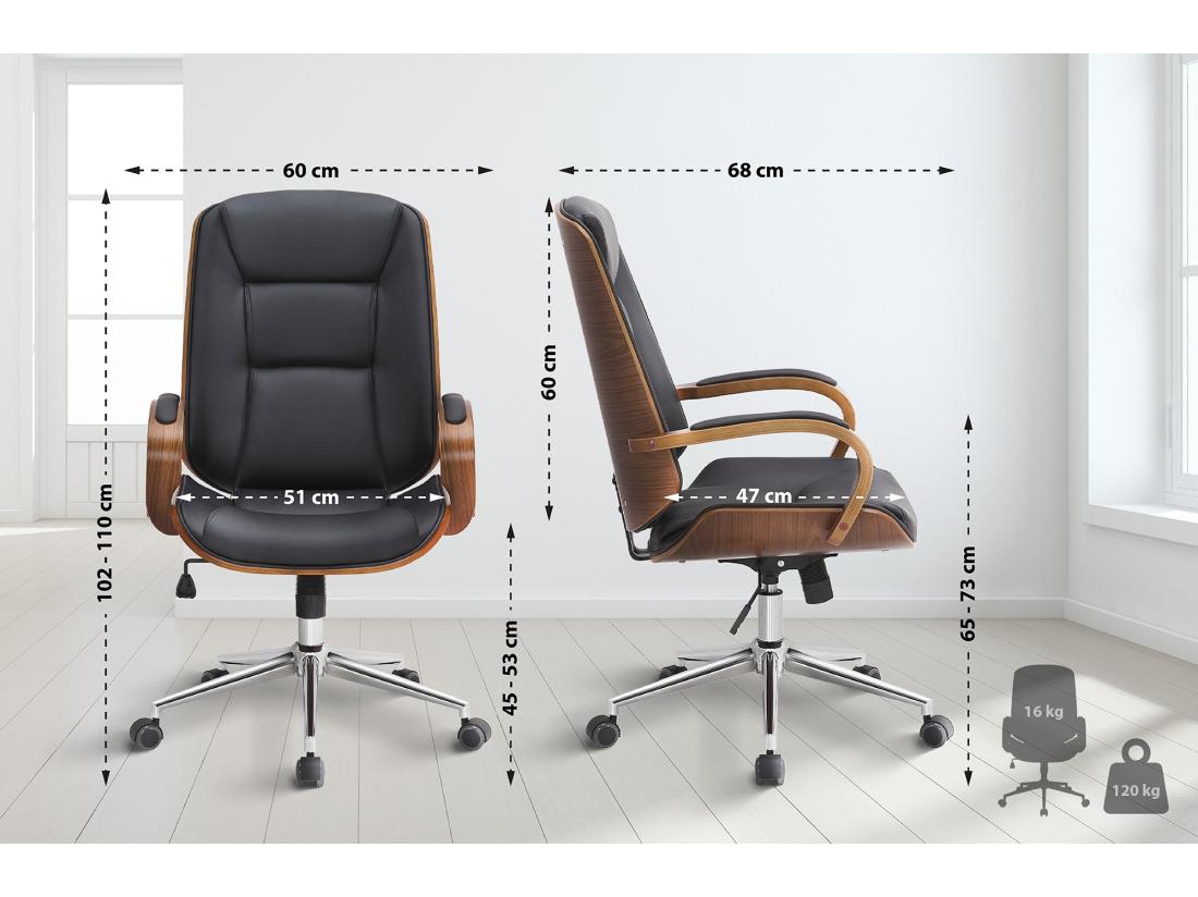Vente Unique Chaise De Bureau - Similicuir & Antique Clair - Noyer / Noir - Yankton
