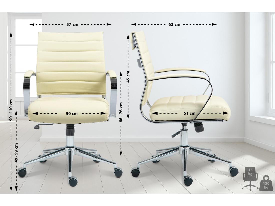 Vente Unique Chaise De Bureau - Similicuir - Crème - Oakland