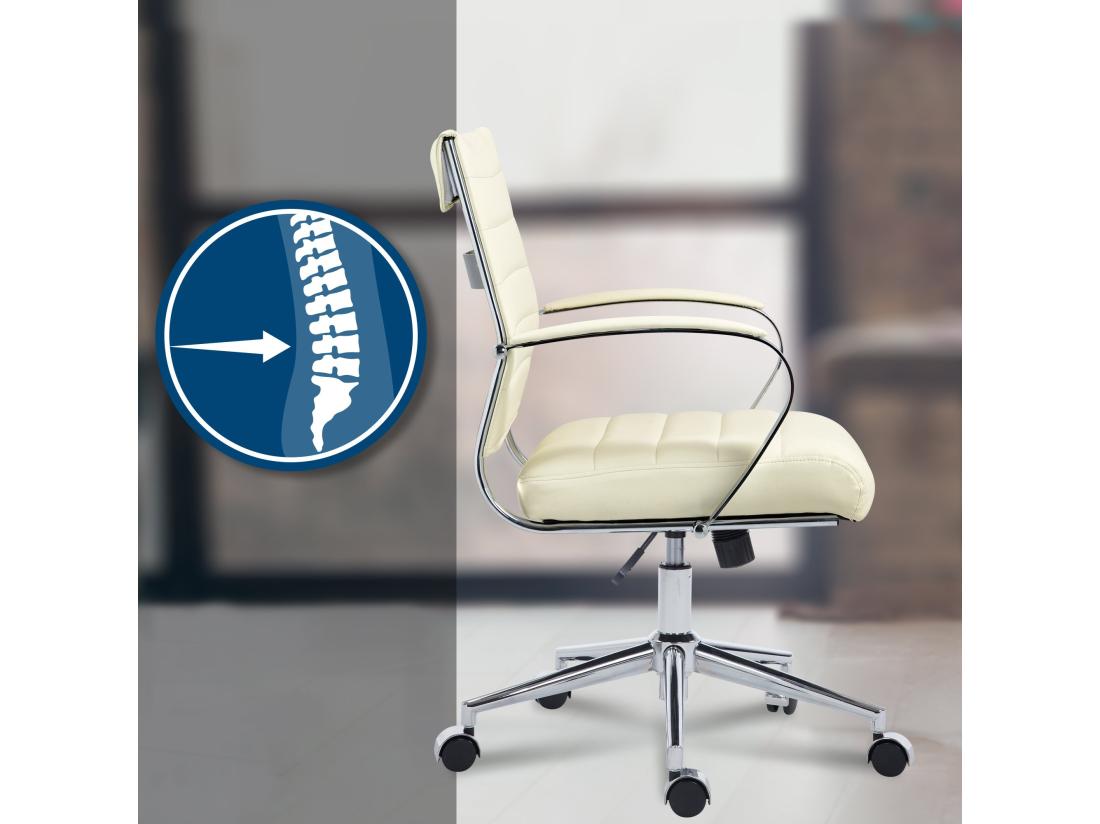 Vente Unique Chaise De Bureau - Similicuir - Crème - Oakland