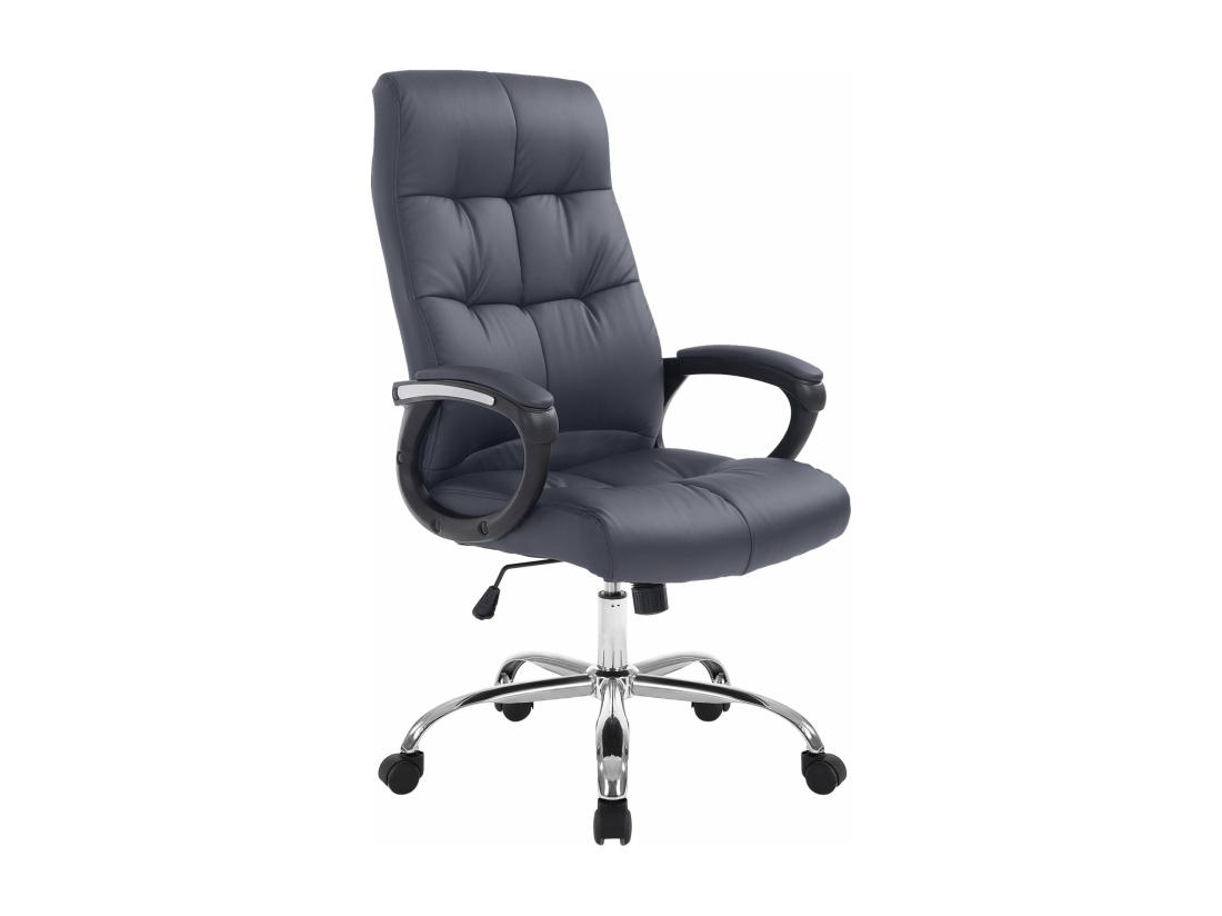 Vente Unique Chaise De Bureau - Similicuir & Métal Chromé - Gris - Poseidon