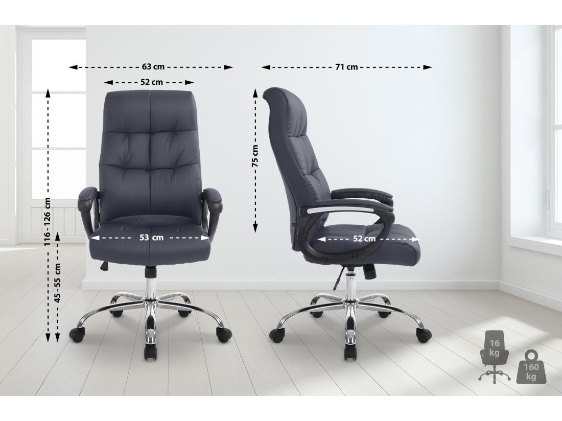 vente unique Chaise de bureau - Similicuir & Métal chromé - Gris - Poseidon