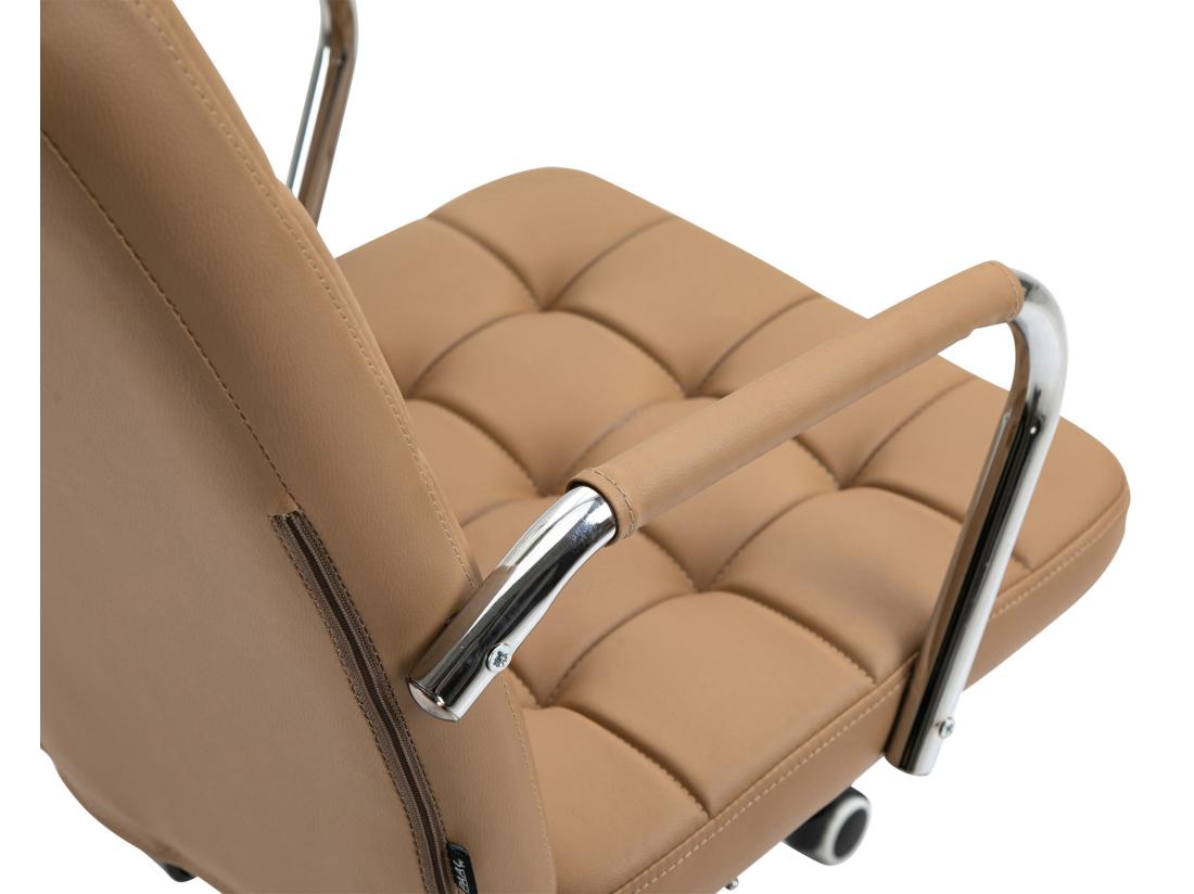 Vente Unique Chaise De Bureau - Similicuir & Métal Chromé - Marron Clair - Terni