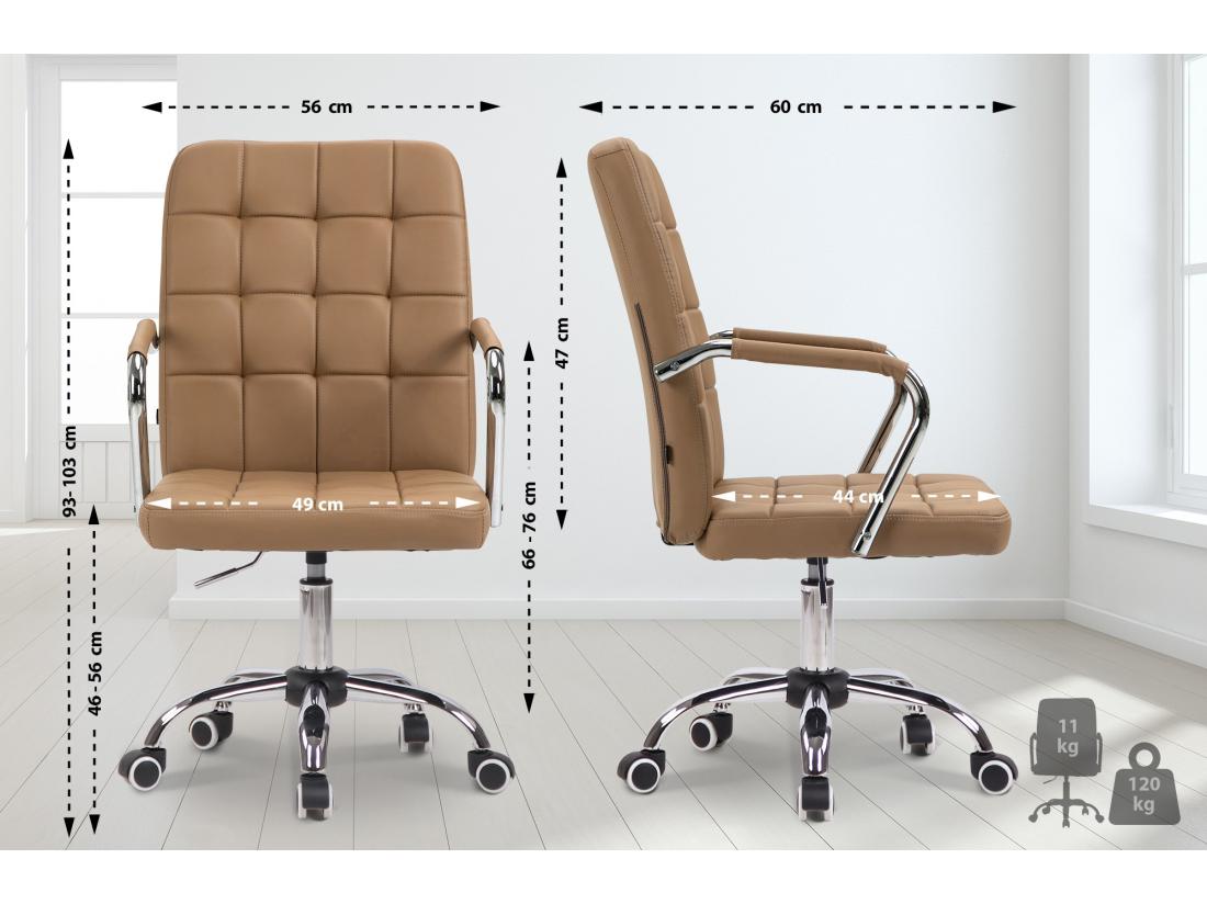 Vente Unique Chaise De Bureau - Similicuir & Métal Chromé - Marron Clair - Terni